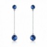 SBLING Platinum-Plated Drop Earrings Made with Swarovski Crystals ( 4.25 cttw) - Blue - CC1898TULKA