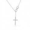 925 Sterling Silver Infinity Cross Religious Pendant Necklace - White - CD11YBVI6K7