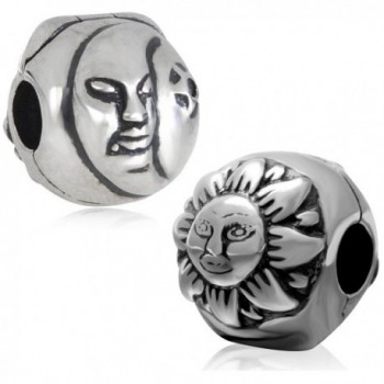 Sun Moon Charm 925 Sterling Silver Clip Lock Stopper Spacer Charm Bead for Charm Bracelet - CR12DW4T5IZ