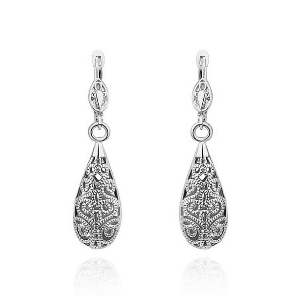 Corykeyes Vintage Filigree Heart Teardrop Dangle Drop Lever-back Earrings - CI182Q2G9UW