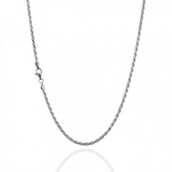 925 Sterling Silver 2.30 mm Diamond-Cut Rope Chain Necklace With Pear Shape Clasp-RHODIUM FINISH - CV12NA2HBZH