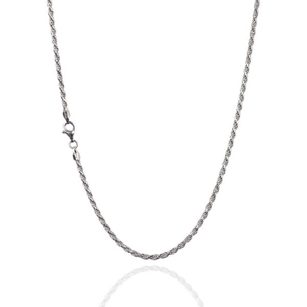 925 Sterling Silver 2.30 mm Diamond-Cut Rope Chain Necklace With Pear Shape Clasp-RHODIUM FINISH - CV12NA2HBZH