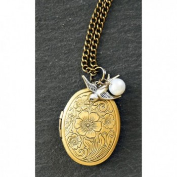 Antique Swallow Bird Locket Necklace