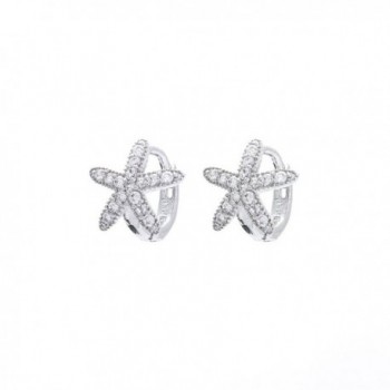 Sterling Silver Petite CZ Starfish Huggie Earrings - C211KXV6A0B