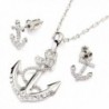 FC JORY White & Rose Gold Plated Anchor Necklace Earring Studs Jewelry Set - Rose gold - CW11M4VQD3N