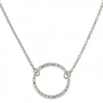 Sterling Silver Hammered Open Circle Pendant Necklace- 16"-18" - C111EYA16OR