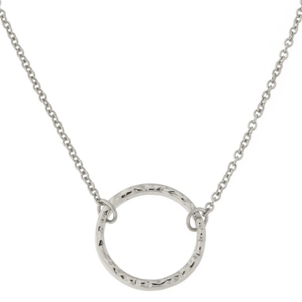 Sterling Silver Hammered Open Circle Pendant Necklace- 16"-18" - C111EYA16OR