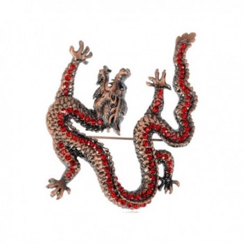 Alilang Swarovski Crystal Elements Asian Zodiac Fierce Dragon Emperor Fashion Pin Brooch - Red - C2113AH6DGL