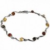 Sterling Silver Multicolor Amber Bead on Hook Link Bracelet 7 Inches - CK1211WWGSL