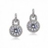 Bria Lou 925 Sterling Silver 100 Facets Round Cut Cubic Zirconia Halo Drop & Dangle Earrings (2cttw) - C7129X0KN9R