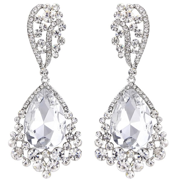 Women's Elegant Bridal Wedding Crystal Chandelier Beaded Teardrop ...