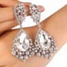 BriLove Chandelier Teardrop Earrings Silver Tone