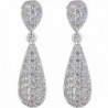 EleQueen Women's Pave Full Cubic Zirconia 2 Teardrop Bridal Dangle Earrings Clear - Silver-tone - CE123WRIG19