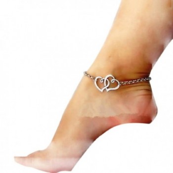 SusenstoneNew Jewelry Double Heart Chain Beach Anklet Bracelet - CI124GK870V