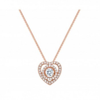 NANA Circle in Heart Dancing Stone Pendant S-Silver & Swarovski CZ with 0.8mm 22" Adjustable Box Chain - CU12NSNQMGF