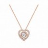 NANA Circle in Heart Dancing Stone Pendant S-Silver & Swarovski CZ with 0.8mm 22" Adjustable Box Chain - CU12NSNQMGF