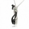 Rhodium Hugging Giraffe Pendant Eyes 18