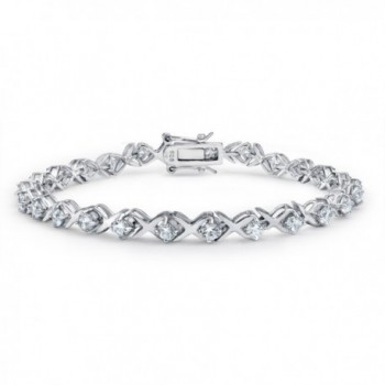 Bling Jewelry XOXO Hugs Kisses 925 Sterling Silver CZ Tennis Bracelet - CE113TJRFEP