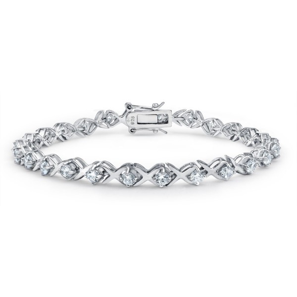 Bling Jewelry XOXO Hugs Kisses 925 Sterling Silver CZ Tennis Bracelet - CE113TJRFEP