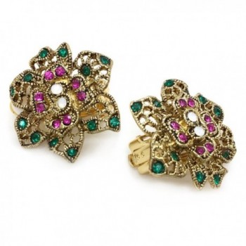 Earrings Flower Antique Crystal Filigree in Women's Clip-Ons Earrings