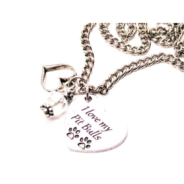 ChubbyChicoCharms I Love My Pit Bulls Heart And Crystal 18" Necklace - CT11UFZDA7B