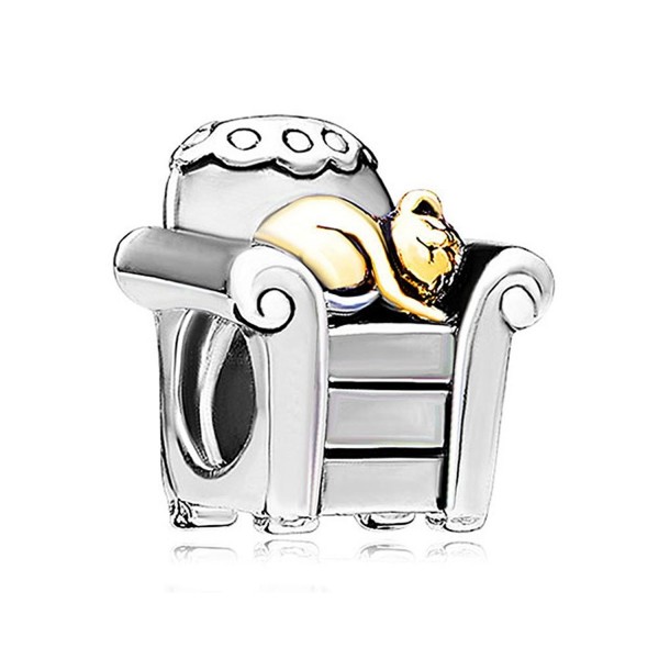 LovelyJewelry Silver Plated Cat In Office Chair Animal Style Charm Beads s Bracelets - CU12EE2BHKN