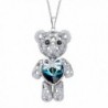 EleQueen Women's Silver-tone Love Heart Bear Pendant Necklace Adorned with Swarovski Crystals - Blue - C311R3G0RTZ