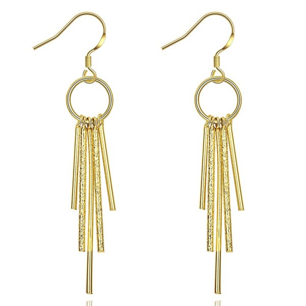 MXYZB Gold Plated Pillars Tassel Dangle Earrings Jewelry Gifts for Women Girls Hypoallergenic - CN187908TIT