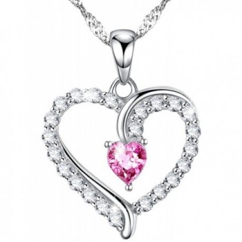 Necklace Tourmaline Swarovski Anniversary Birthday - Pink Tourmaline Love Hearts Necklace - CB1872S72GH