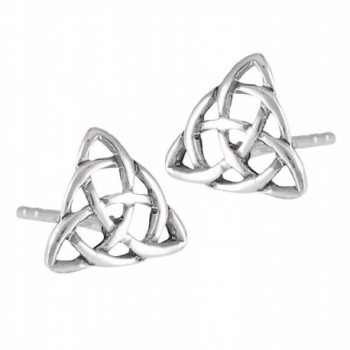 .925 Sterling Silver Celtic Trinity Knot Stud Post Earrings - C1124U2DQLF