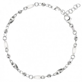 Fancy Link With Faceted Beads Chain Anklet In Sterling Silver - CV119T8AEID