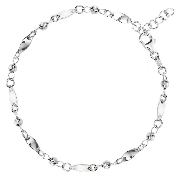 Fancy Link With Faceted Beads Chain Anklet In Sterling Silver - CV119T8AEID