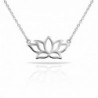 Mmiiss Lotus Flower Pendant Necklace 925 Sterling Silver for Women- 400mm - Silver - CZ185O4YZNA