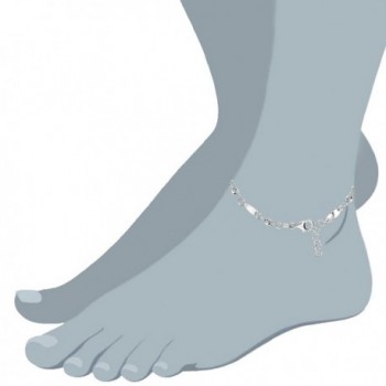 Fancy Faceted Anklet Sterling Silver in Women's Anklets