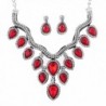 YAZILIND Teardrop Bridal Choker Necklace Earring Jewelry Set for Women - Red - CL12I7DMXZD