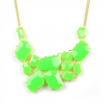 Huan Xun Women's Neon Acrylic Stone Cluster Bib Bubble Necklace - CB11E9UXHJP