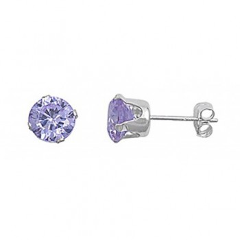 Sterling Silver Light Purple 3mm Round Cubic Zirconia CZ Stud Earrings - CZ115OX8EHL