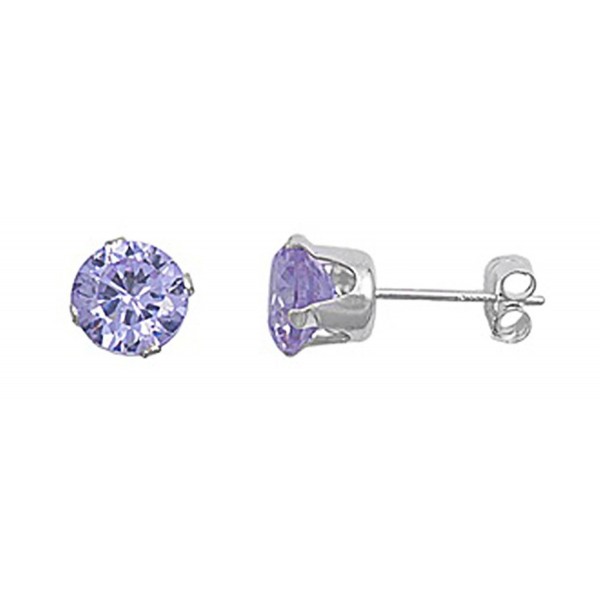 Sterling Silver Light Purple 3mm Round Cubic Zirconia CZ Stud Earrings - CZ115OX8EHL