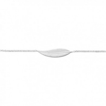 Feather Ankle Bracelet Anklet Sterling Silver Adjustable Length- 11-inch - CO12JR9QD7P