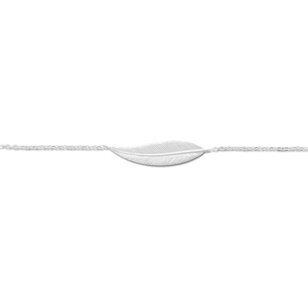 Feather Ankle Bracelet Anklet Sterling Silver Adjustable Length- 11-inch - CO12JR9QD7P