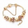 Charm BraceletGold Plated Bracelet With Lock And Key To My Heart Beads - C91896IQXE4