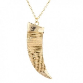 Lux Accessories Goldtone Hammered Wire Tusk Horn Long Pendant Necklace - CO17YS367U3