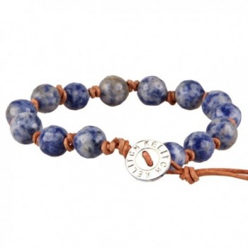 KELITCH Natural Sodalite Leather Bracelet