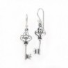 Sterling Silver Ornate Antique Style Key Charm Earrings - CD11D7HD0WP