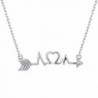 925 Sterling Silver Arrow Heart Cardiogram Lifeline Pulse Heartbeat Pendant Necklace for Women18" - CS186T075Y5