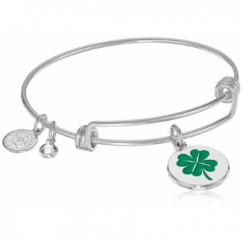 Halos & Glories- "4 Leaf Clover" Bangle Bracelet - Shiny Silver - CF185OCTXH9