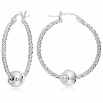Ocean Side Twisted Sterling Silver Earrings with Sterling Silver Ball - C71203MDL8J