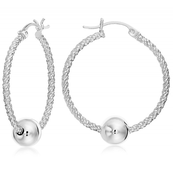 Ocean Side Twisted Sterling Silver Earrings with Sterling Silver Ball - C71203MDL8J