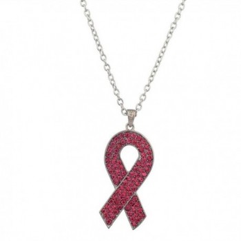 Lux Accessories Pave Pink Crystal Box Breast Cancer Awareness Inspiration Charm Necklace - CS128B2I4A7