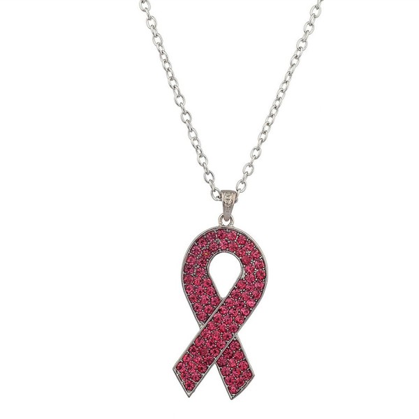 Lux Accessories Pave Pink Crystal Box Breast Cancer Awareness Inspiration Charm Necklace - CS128B2I4A7